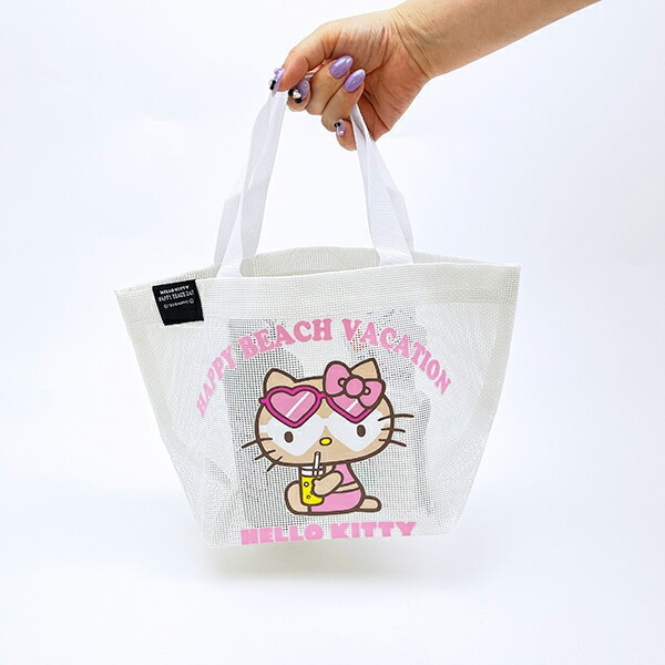 サンリオ 日焼け キティ メッシュバッグ ホワイト Sanrio