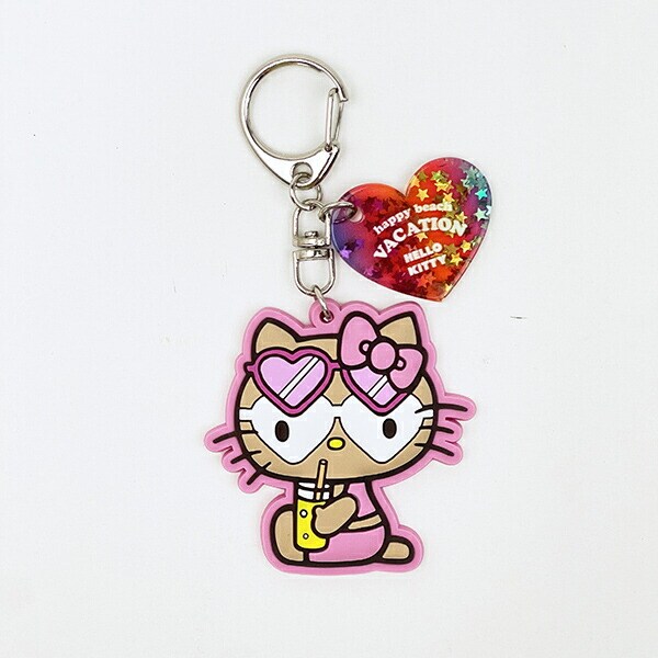サンリオ 日焼け キティ キーリング ライトピンク キーホルダー Sanrio