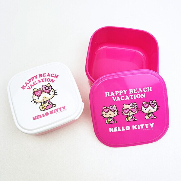 サンリオ 日焼けキティ シール容器2点セット ランチ 日本製 Sanrio
