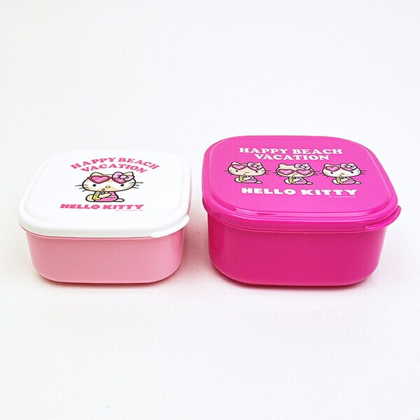 サンリオ 日焼けキティ シール容器2点セット ランチ 日本製 Sanrio