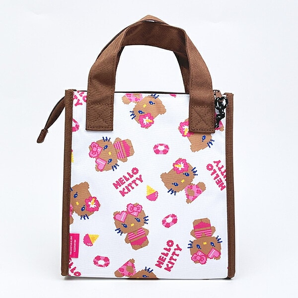 サンリオ 日焼けキティ 三角マチ保冷トートバッグ (ホワイト) ランチ Sanrio