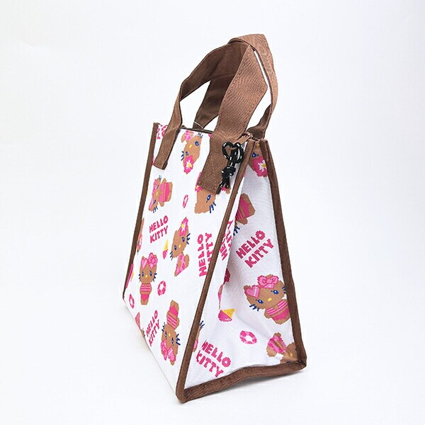 サンリオ 日焼けキティ 三角マチ保冷トートバッグ (ホワイト) ランチ Sanrio