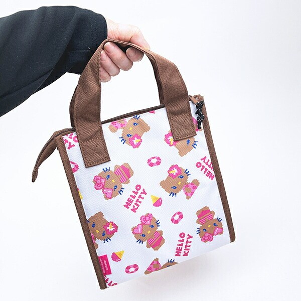 サンリオ 日焼けキティ 三角マチ保冷トートバッグ (ホワイト) ランチ Sanrio