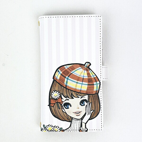 内藤ルネ ガールベレー帽 多機種対応マルチ手帳ケース スマホ用品 iPhone Android Rune