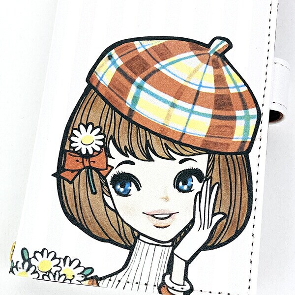 内藤ルネ ガールベレー帽 多機種対応マルチ手帳ケース スマホ用品 iPhone Android Rune