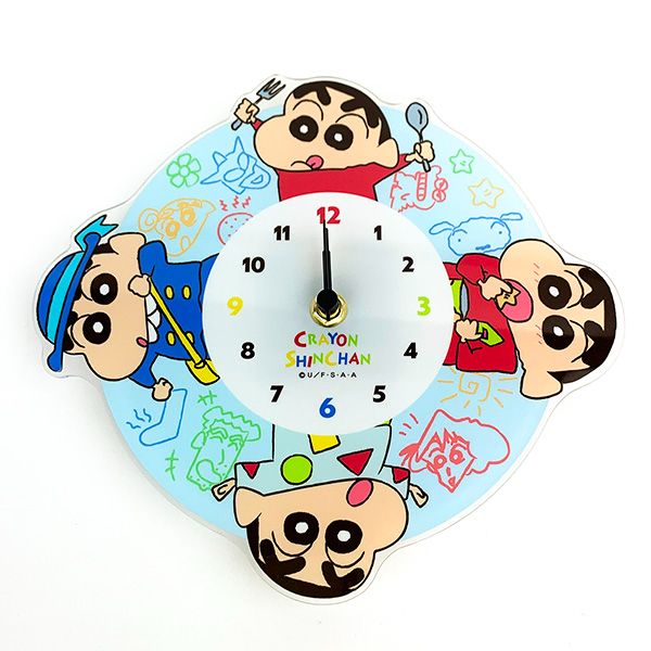 クレヨンしんちゃん アクリル壁掛け時計 ファミリー インテリア