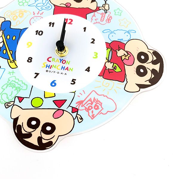 クレヨンしんちゃん アクリル壁掛け時計 ファミリー インテリア