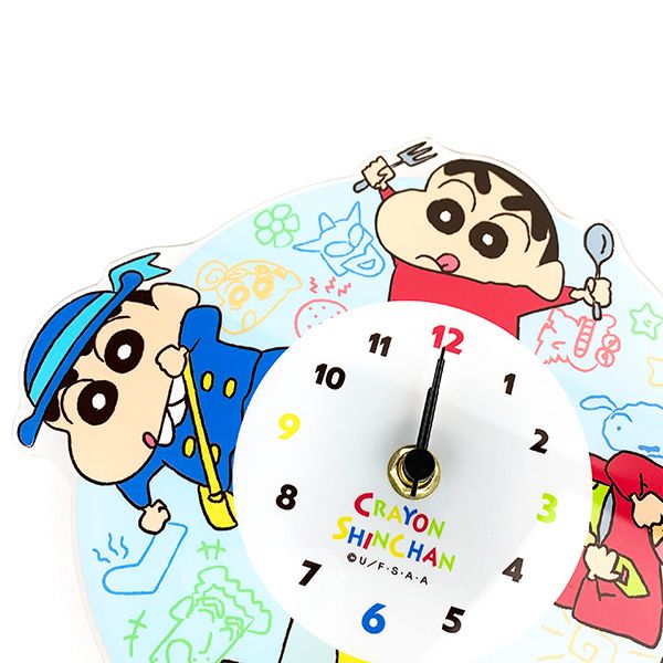クレヨンしんちゃん アクリル壁掛け時計 ファミリー インテリア
