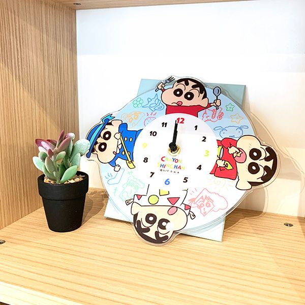 クレヨンしんちゃん アクリル壁掛け時計 ファミリー インテリア
