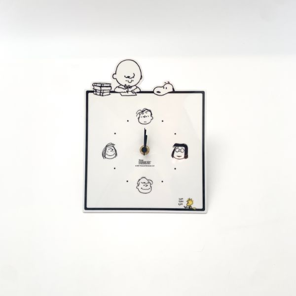 スヌーピー peanuts アクリル カベカケ時計 study 時計 壁掛け インテリア ホワイト