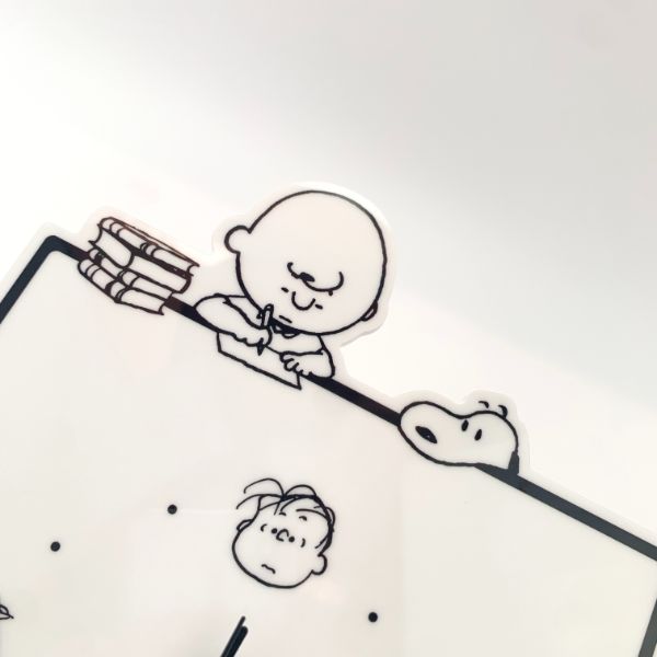 スヌーピー peanuts アクリル カベカケ時計 study 時計 壁掛け インテリア ホワイト