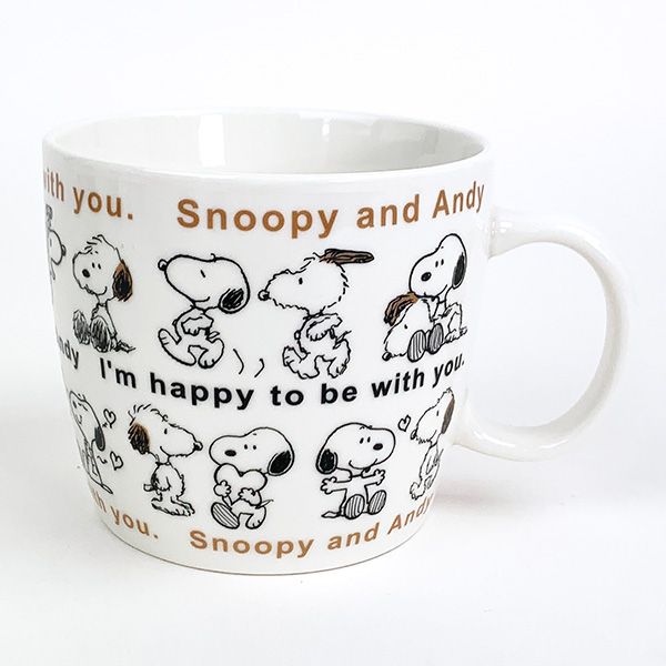 スヌーピー ほっこりマグ L (スヌーピー&アンディ) ベージュ スープカップ 約380ml SNOOPY