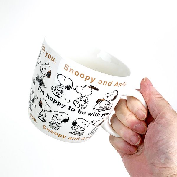 スヌーピー ほっこりマグ L （スヌーピー＆アンディ） ベージュ スープカップ 約380ml SNOOPY