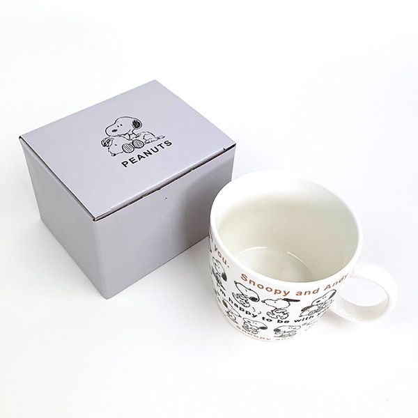 スヌーピー ほっこりマグ L （スヌーピー＆アンディ） ベージュ スープカップ 約380ml SNOOPY