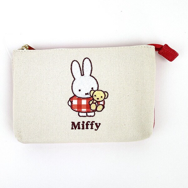 ミッフィー ワッペン3ポケットポーチ ギンガムシリーズ レッド miffy