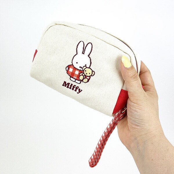 ミッフィー miffy ワッペンミニポーチ ギンガムチェック