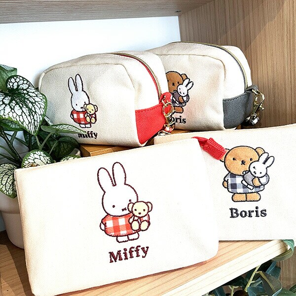 ミッフィー miffy ワッペンミニポーチ ギンガムチェック