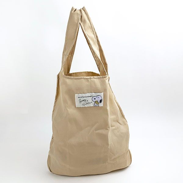 スヌーピー 2WAYトートバッグ リュック お買い物 サブバッグ エコバッグ ベージュ