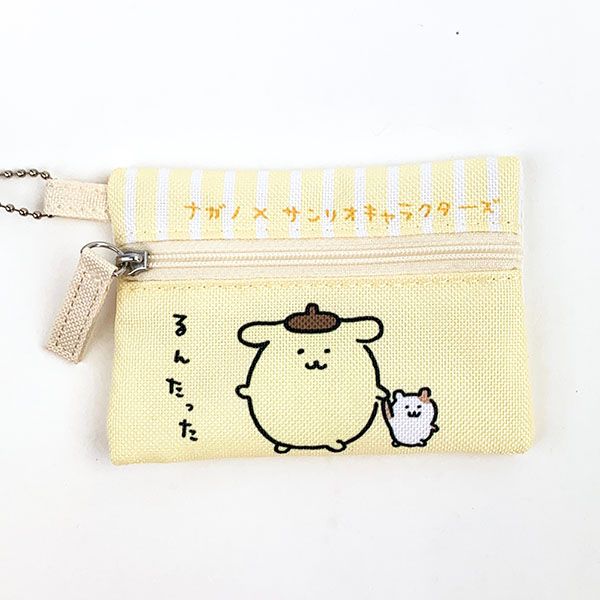 ナガノ×サンリオキャラクターズ 3連ポーチ B 黄色 ポーチ 小物入れ 文具 ポムポムプリン ハンギョドン クリリン