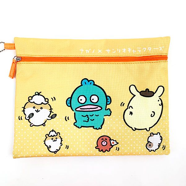 ナガノ×サンリオキャラクターズ 3連ポーチ B 黄色 ポーチ 小物入れ 文具 ポムポムプリン ハンギョドン クリリン