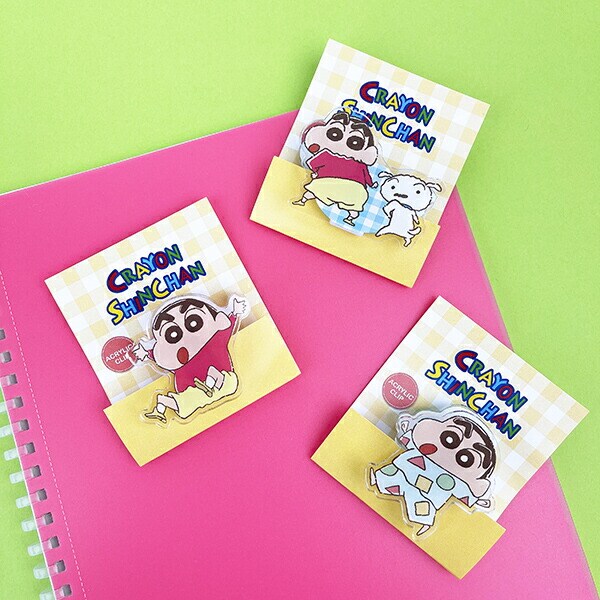 クレヨンしんちゃん アクリルクリップ シロ&しんちゃん 文具 日本製