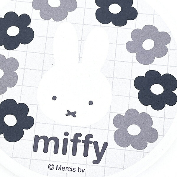 ミッフィー miffy モノクロ柄 吸水コースター キッチン フラワーポップシリーズ