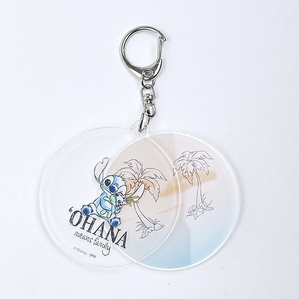 ディズニー スティッチ＆スクランプ 水彩 スライドアクリルキーホルダー Disney