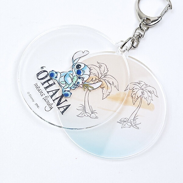 ディズニー スティッチ＆スクランプ 水彩 スライドアクリルキーホルダー Disney