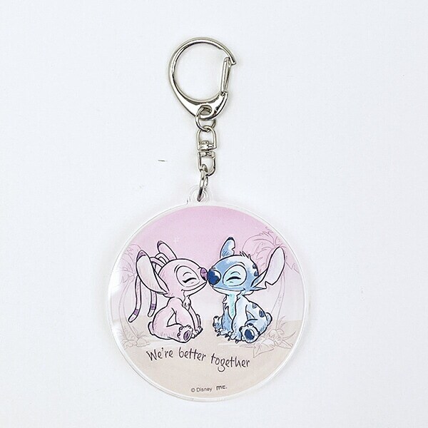 ディズニー スティッチ＆エンジェル 水彩 スライドアクリルキーホルダー Disney
