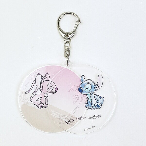 ディズニー スティッチ＆エンジェル 水彩 スライドアクリルキーホルダー Disney