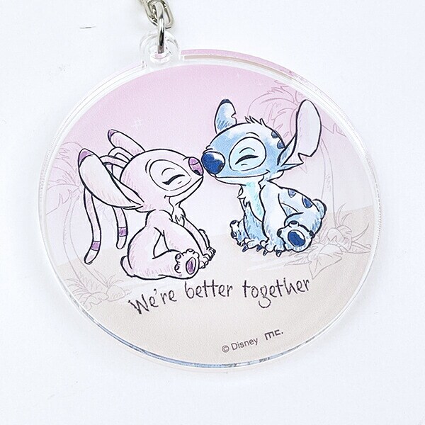ディズニー スティッチ＆エンジェル 水彩 スライドアクリルキーホルダー Disney