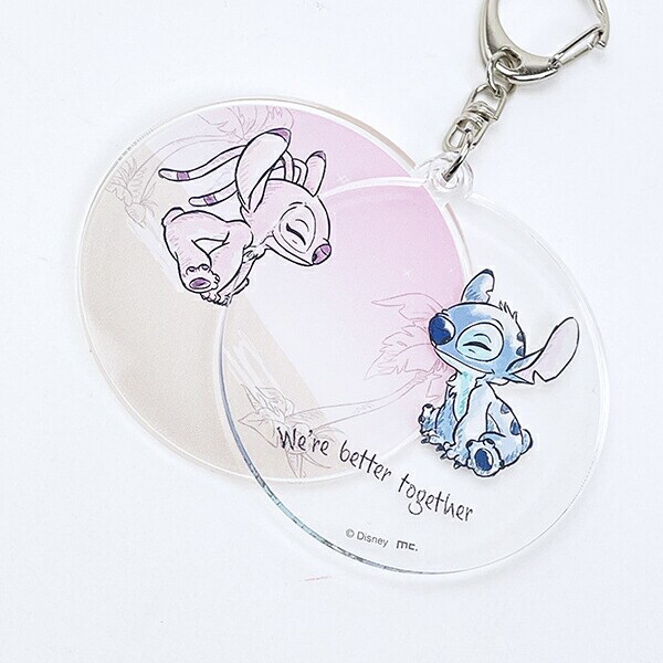 ディズニー スティッチ＆エンジェル 水彩 スライドアクリルキーホルダー Disney