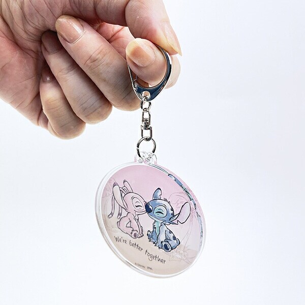 ディズニー スティッチ＆エンジェル 水彩 スライドアクリルキーホルダー Disney