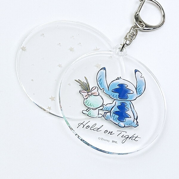 ディズニー スティッチ＆スクランプ(後ろ姿) 水彩 スライドアクリルキーホルダー Disney