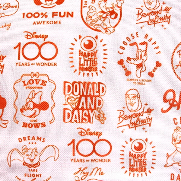 ディズニー100周年 Happy Faces ガジェットポーチ オレンジ 小物入れ