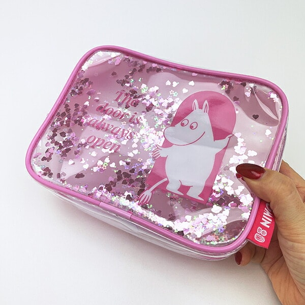 ムーミン シャカシャカポーチ ピンク 80周年アート MOOMIN