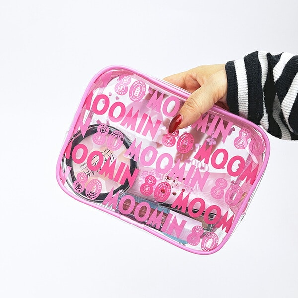 ムーミン シャカシャカポーチ ピンク 80周年アート MOOMIN