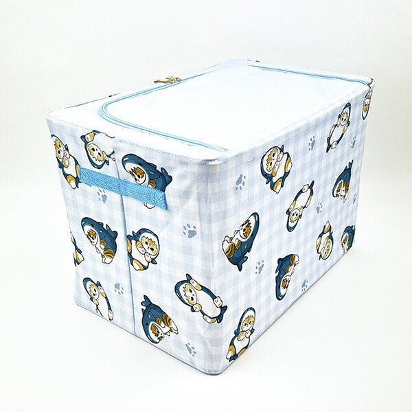 moufusand モフサンド 折りたたみ収納BOX(大) サメにゃん ブルー 片付け ケース インテリア