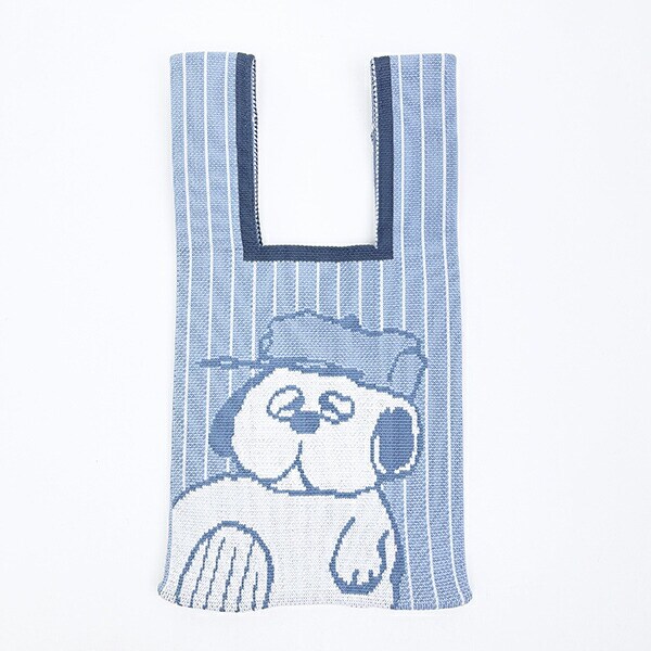 スヌーピー ニットミニトートバッグ ブルー SNOOPY