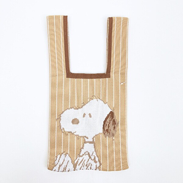 スヌーピー ニットミニトートバッグ ブラウン SNOOPY
