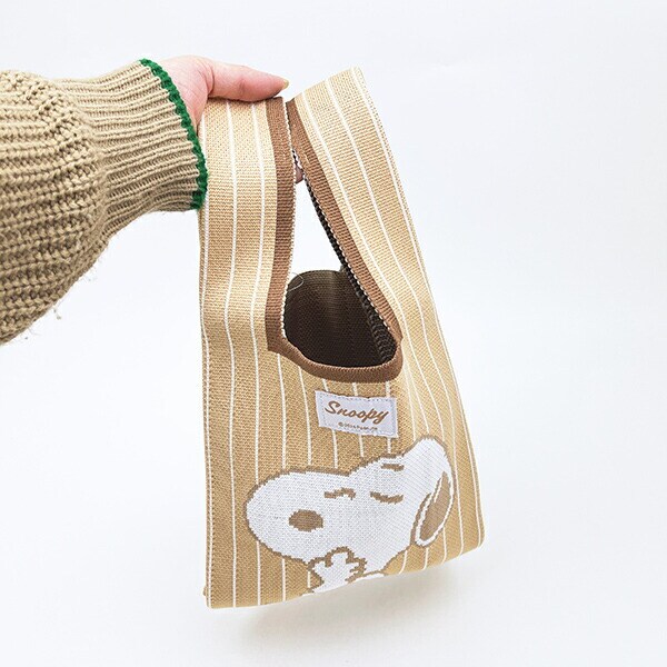 スヌーピー ニットミニトートバッグ ブラウン SNOOPY