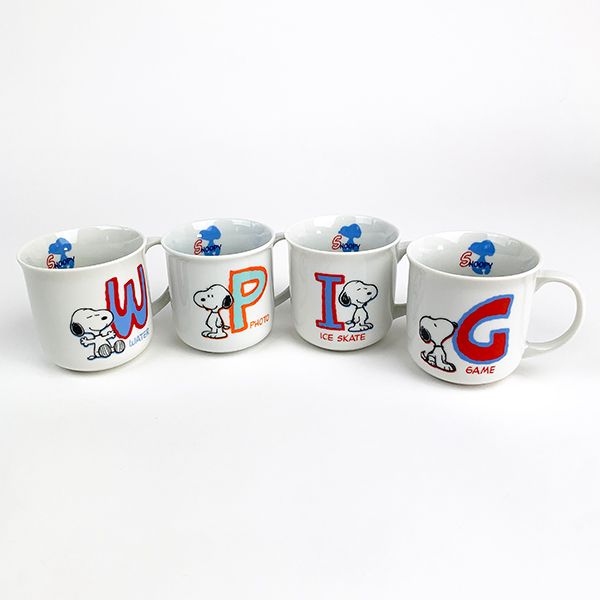 スヌーピー イニシャルマグカップ コップ(W)キッチンSNOOPY