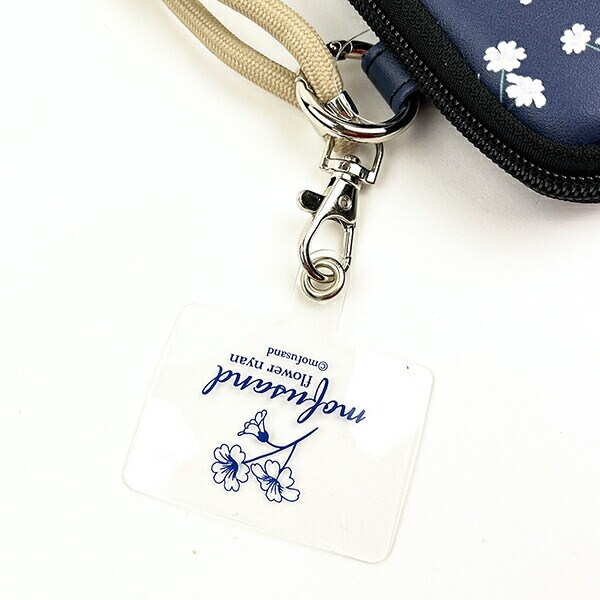 モフサンド mofusand フォンタブ&ショルダーポーチ フラワー スマホ ネイビー