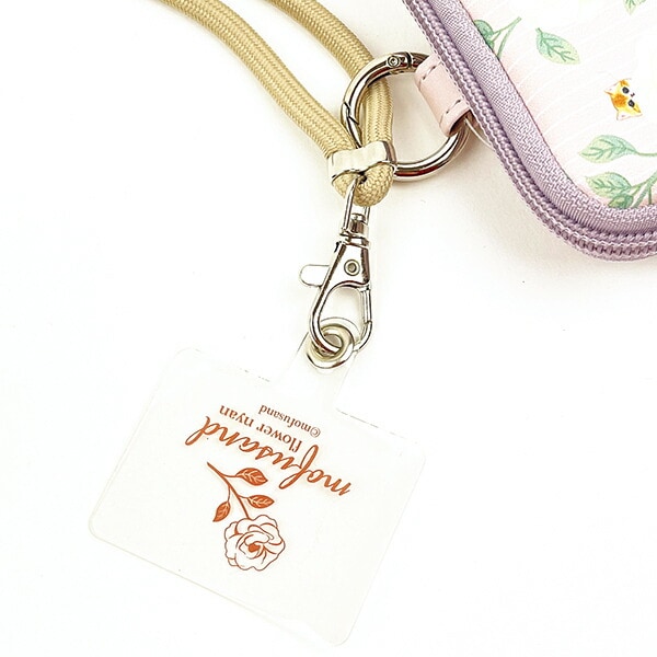 モフサンド mofusand フォンタブ&ショルダーポーチ フラワー スマホ ピンク