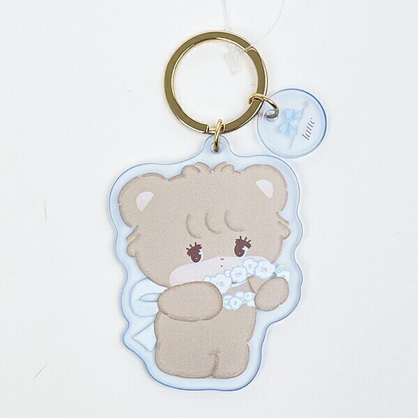 mikko illustrations ミッコ ラテ アクリル染色キーホルダー (ブルー)