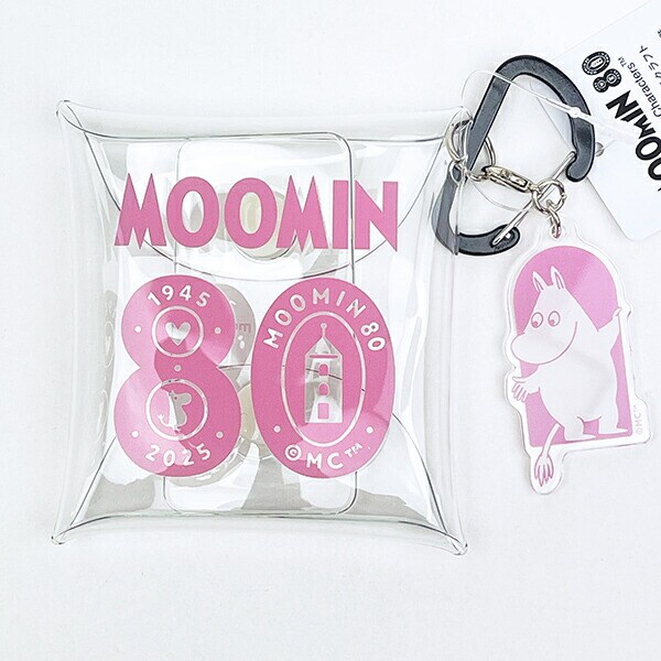 ムーミン 80周年アート クリアマルチケース SS ポーチ ピンク MOOMIN
