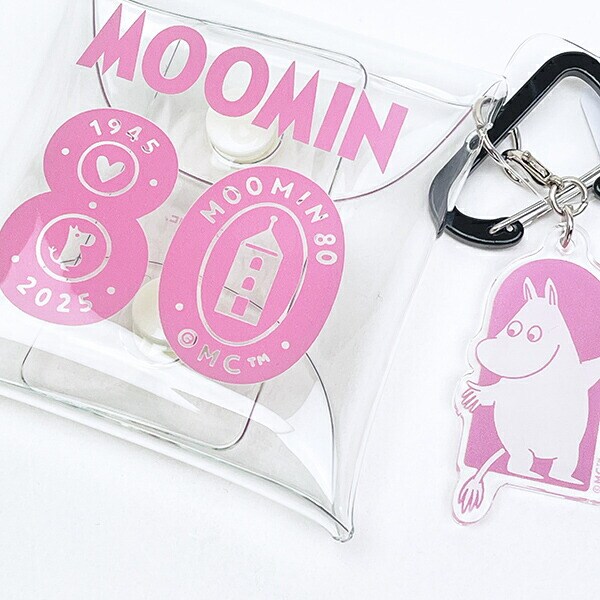 ムーミン 80周年アート クリアマルチケース SS ポーチ ピンク MOOMIN