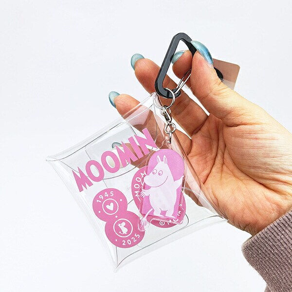 ムーミン 80周年アート クリアマルチケース SS ポーチ ピンク MOOMIN