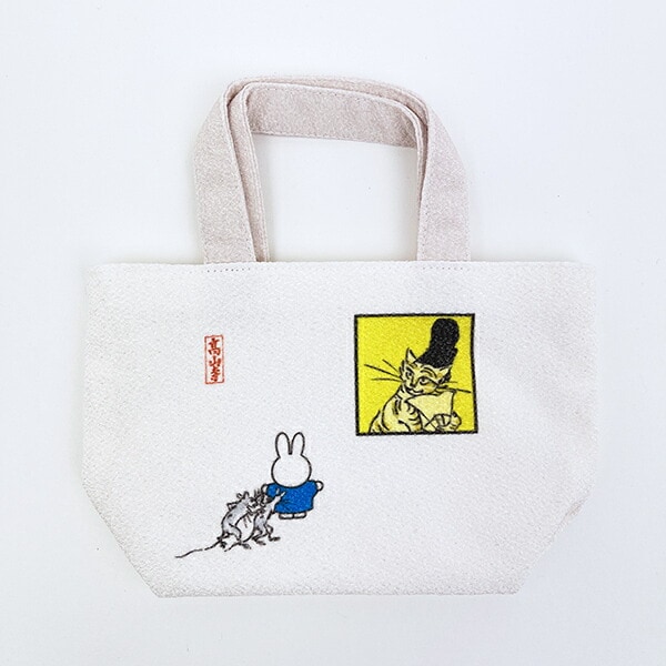 ミッフィー miffy 鳥獣戯画 ミニトートバッグ (アイボリー) 日本製
