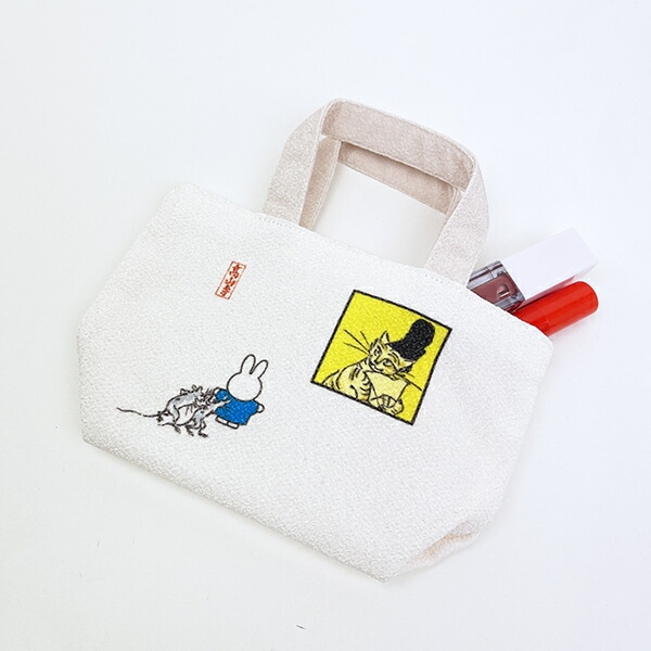 ミッフィー miffy 鳥獣戯画 ミニトートバッグ (アイボリー) 日本製